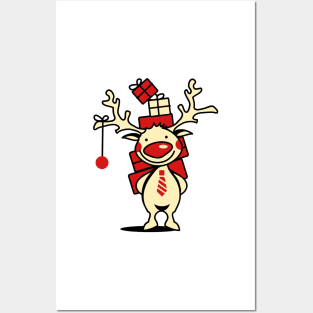 Christmas present Raindeer Posters and Art